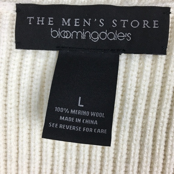 Bloomingdale’s Chunky Knit Striped Merino Wool Unisex Turtleneck Sweater Size L - Picture 7 of 9